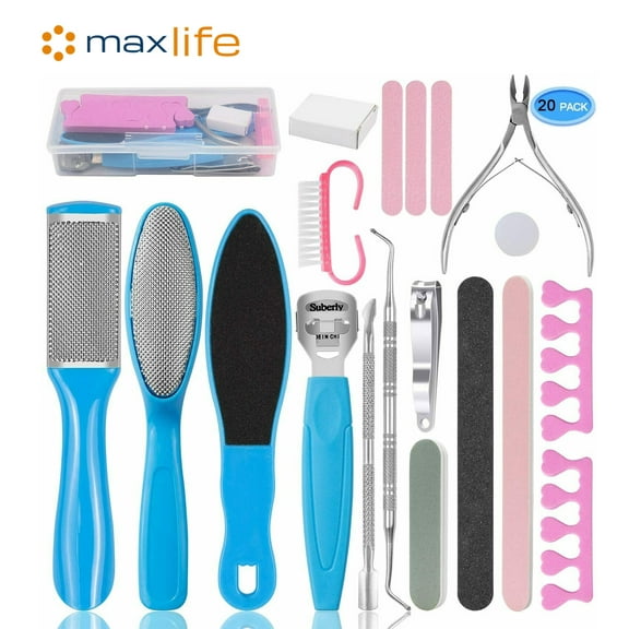 MaxLife Professional Stainless Steel Pedicure Tools Set 20 in 1, Foot Care Kit