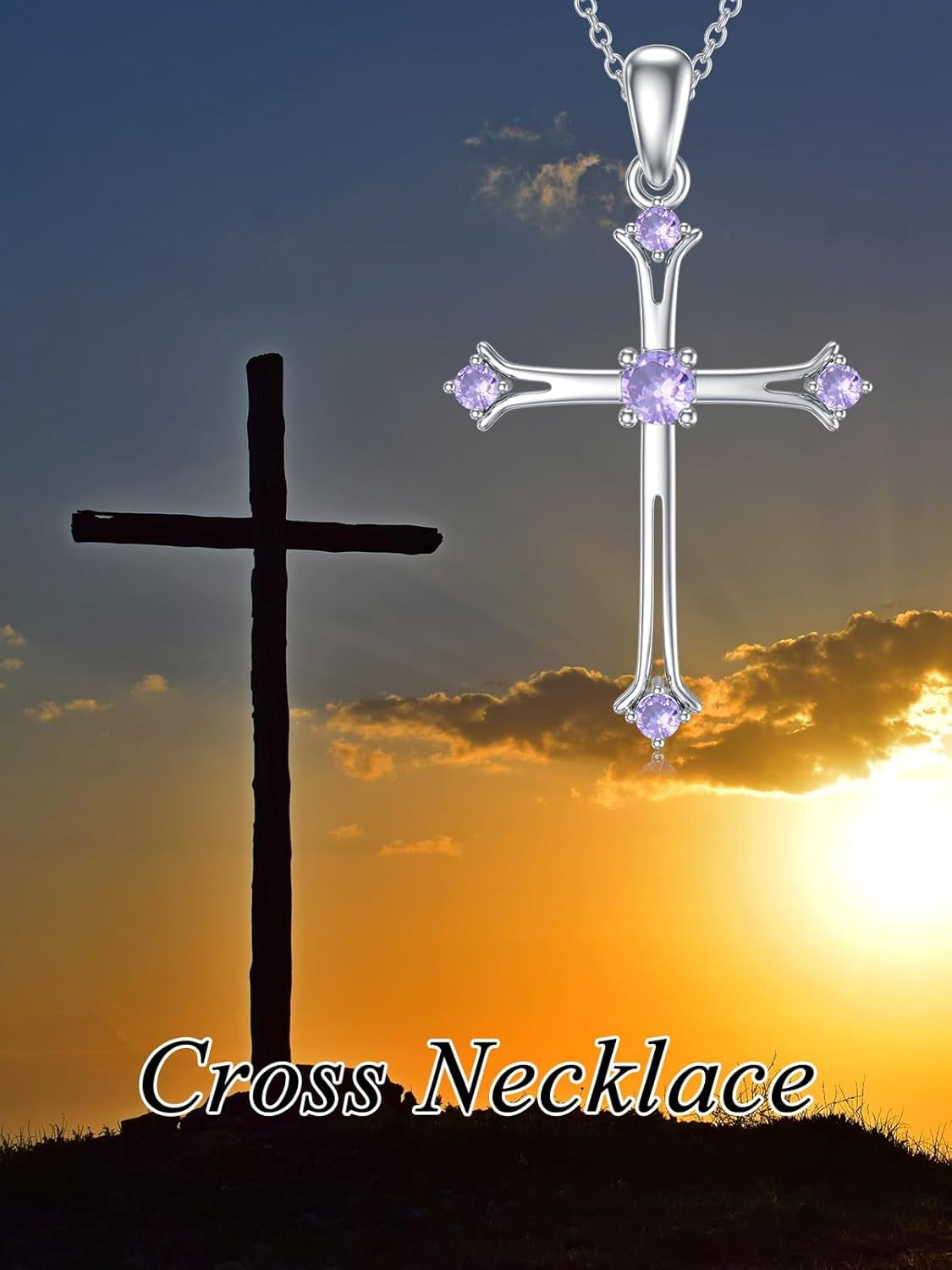 Butterfly Cross Alexandrite Birthstone Necklace 925 Sterling Silver Butterfly Cross Pendant Necklace with June Birthstone Trendy Christmas Day Anniversary Jewelry Gift for Women Her