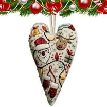 XMMSWDLA DIY Heart Embroidery Christmas Ornament Kit - Handmade Cross Stitch Hanging Decor with Needles & Thread, Festive Xmas Tree Decoration for Beginners
