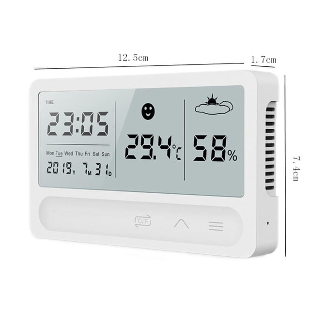 Lcd Digital Temperatura Humedad Medidor Usb Recargable Hogar Interior Exterior Higrómetro Termómetro Estación Meteorológica Reloj Vogacara TO005015-00