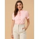 thumbnail image 2 of INSPIRE CHIC Camisa De Manga Corta Con Cuello De Lazo Para Mujer Blusa De Cuello Alto Con Encaje Frontal Con Botones Y Manga Abullonada Rosa S, 2 of 6