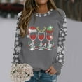thumbnail image 2 of Wyzesi Chandails d'Automne pour Grande Mode Chandail à Enfiler Hauts pour Femmes Joyeux Noël Imprimé Col Chandail Col Rond Coupe Chandail Hauts Décontractés Manches Longues Chandails d'Entraînement Blouse Ample, 2 of 4