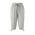 thumbnail image 6 of VBVC Women's Plus Drawstring Loose Capri Joggers , Casual Summer Stretchy Pants For Women , Ladies' Comfy Adjustable Hem Crop Trousers with Pockets, Gray , XL-5XL, 6 of 8