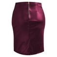 thumbnail image 6 of Leather Pencil Skirt for Women High Waisted Lace Up Bodycon Side Slit Faux Leather Mini Skirt, 6 of 9
