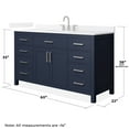 thumbnail image 4 of Beckett 60" Dark Blue Single Vanity & White Quartz Top (3-Hole) & Nickel Trim, 4 of 5