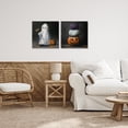 thumbnail image 2 of Stupell Industries Vintage Halloween Ghost & Pumpkin Stack 2 Piece Canvas Wall Art Set design by Lindsay Kivi Fine Art, 17 x 17, 2 of 7