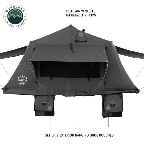 Overland Vehicle Systems Tente 18439936 Nomade; Toit de Voiture; Toile en Polyester et Coton; avec Fenêtres en Maille; Capacité de 3 Personnes