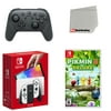 Nintendo Switch OLED Console White with Extra Wireless Controller, Pikmin 3 Deluxe and Screen Cleaning Cloth