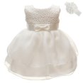 thumbnail image 2 of Bébé Fille Robe Princesse Baptême Robes de Baptême Arc Robes Formelles (Ivoire, 12M/12-15mois), 2 of 2