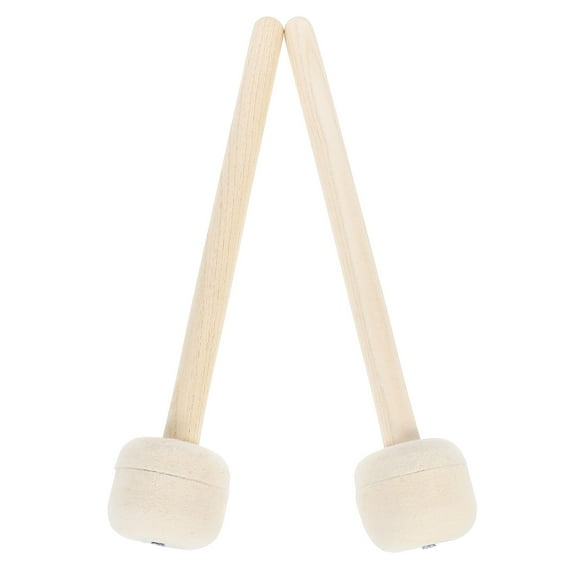 LEORX 2Pcs Beige Wool Felt Drum Mallets Sticks with Smooth Wood Handle for Percussion Use