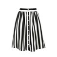 thumbnail image 1 of Falda Midi a rayas Allegra K con botones Elástica Espalda Mujer blanco negro L, 1 of 7