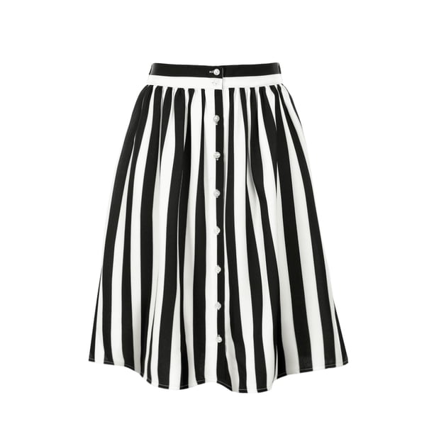 Falda Midi a rayas Allegra K con botones Elástica Espalda Mujer blanco negro L