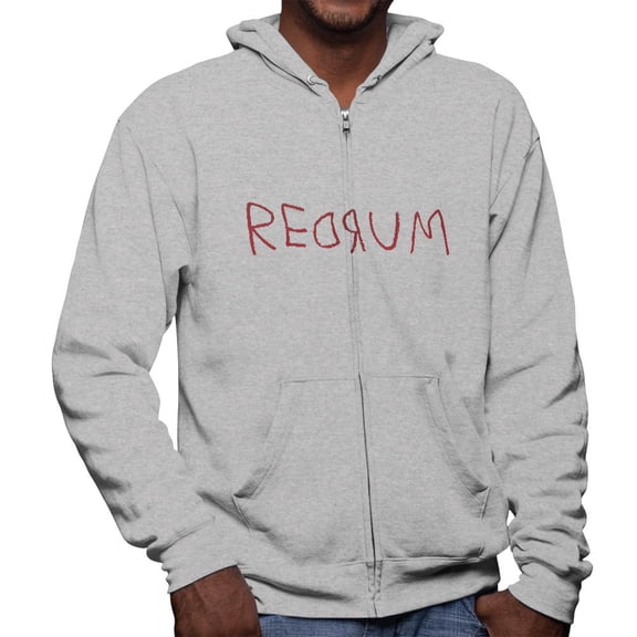 Halloween Horror Redrum Mens Full Zip Hoodie Heather MD