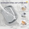 thumbnail image 4 of PawHut Grande Litière pour Chat en Acier Inoxydable avec Couvercle et Pelle, 4 of 10