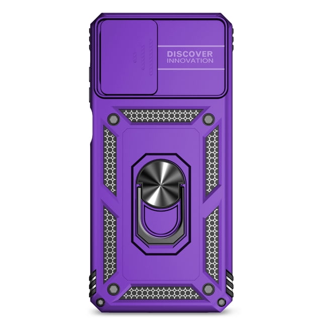Compatible WIth Motorola Moto G (2025) Phone Case,Magnetic Rotatable Ring Holder Kickstand,WIth Sliding Camera Cover,Heavy Duty Shockproof Anti-fall Rugged Phone Case Cover,Purple