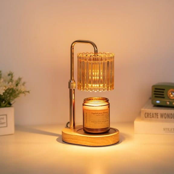 Sziqiqi Gold Candle Warmers with Timer: Height-Adjustable Wax Melting Lamp 4-Level Dimmer & 2 Included Bulbs Flameless Home Decor Gift for Her
