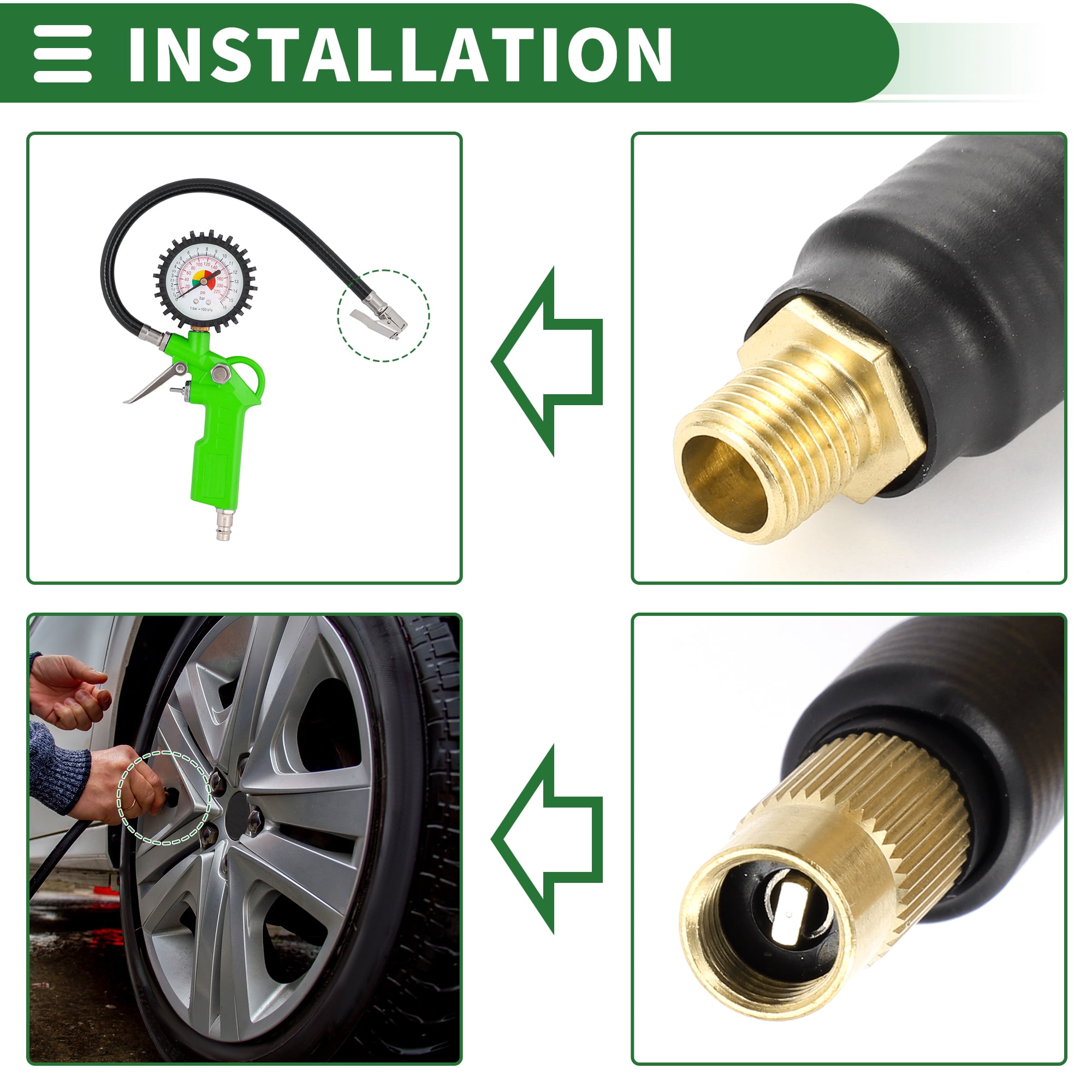 Unique Bargains Tire Inflator Extension Tube Air Pump Hose Adapter 39.37inch Rubber