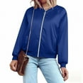 thumbnail image 5 of jtjvou Women's Jacket Lightweight Zip Up Jacket Casual Striped Jacket Coat Outerwear Windbreaker with Pockets Blue L, 5 of 8