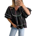 thumbnail image 1 of Peplum Babydoll Tops Cicy Bell para mujer, cuello en V, manga linterna, 1 of 7