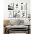 thumbnail image 2 of Drsoum Botanical Boho Wall Art Modern Sun Decor Minimalist Green Leaf Wall Painting 8x10in6pcs Natural Framed, 2 of 5
