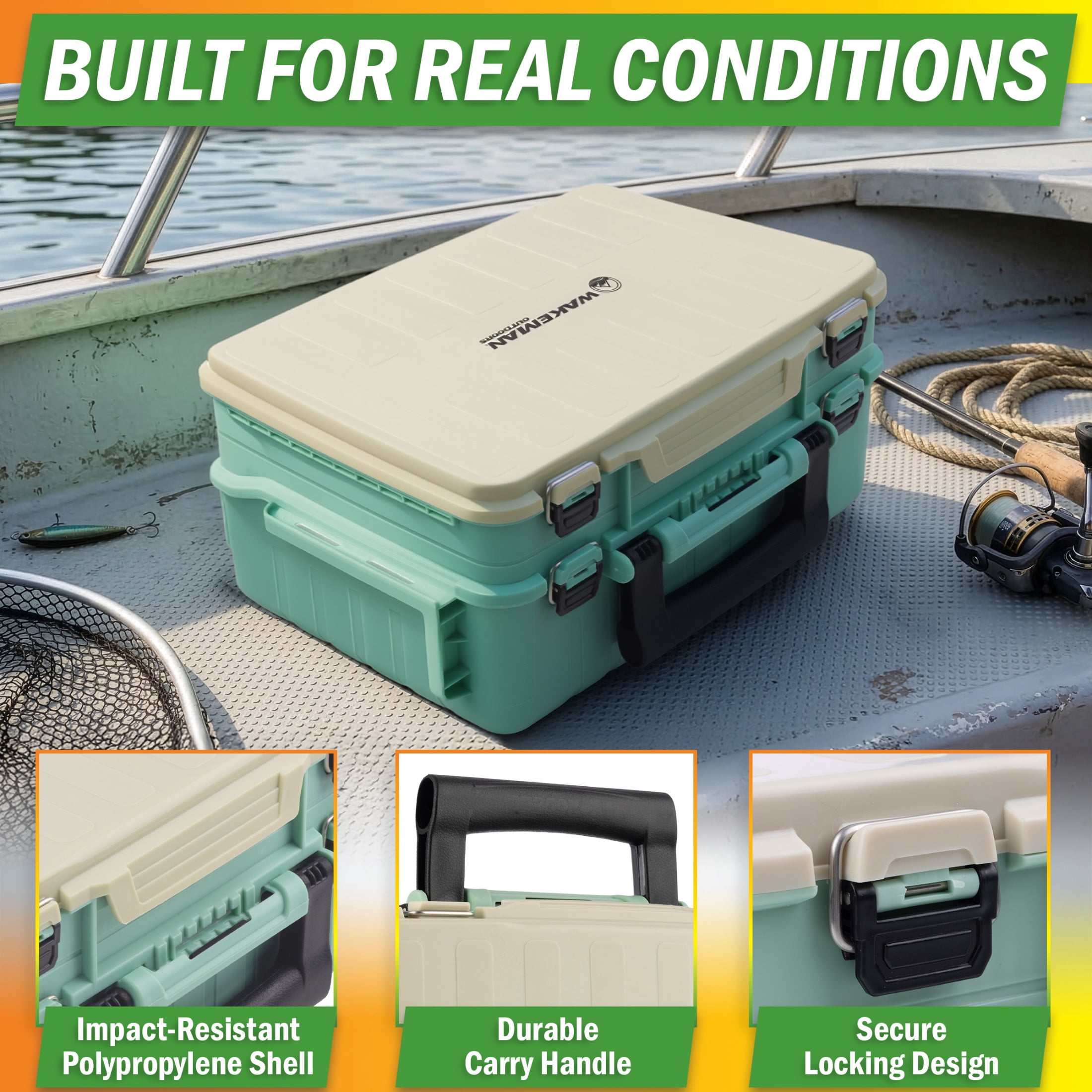 Wakeman Outdoors Fishing Tackle Box Organizer - 2 Layer Tacklebox Storage Box with Dividers, Green