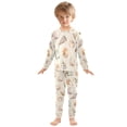 thumbnail image 6 of FORMRS Long Sleeve Top and Pants Pajama Set for Niños 2-Piece Sleepwear, Sizes 18M-8Y, Green Watercolor Seashells, 6 of 6