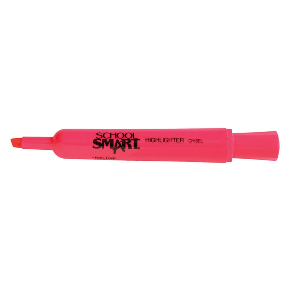 School Smart NonToxic Tank Style Highlighter, Chisel Tip, Pink, Pack of 12