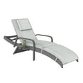 thumbnail image 6 of Craftian Outdoor Wicker Chaise Lounge, Reclining Rattan Chair with Pull-Out Tray and Cushions (Gray), 6 of 9