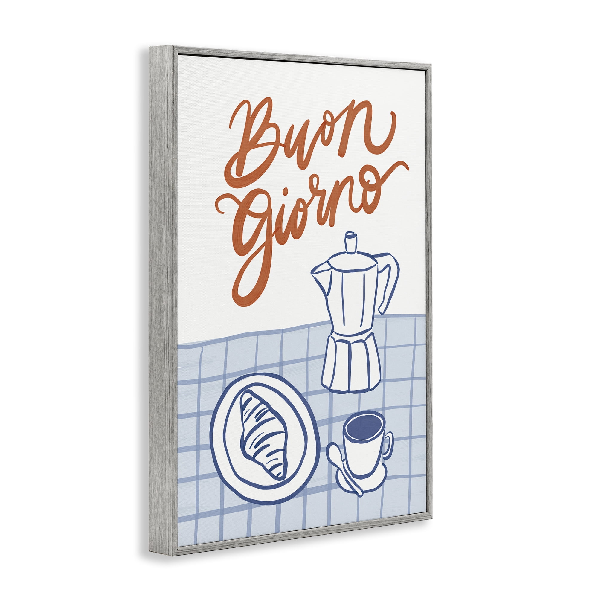 Stupell Industries Buon Giorno Breakfast Espresso Gray Framed Giclee Art, design by Amanda Houston