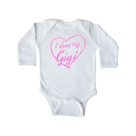 

Inktastic I Love My Gigi in Pink Chalk Heart Gift Baby Boy or Baby Girl Long Sleeve Bodysuit