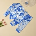 thumbnail image 2 of Multitrust 2Pcs Unisex Kids Pajama Set Tie-Dyed Long-Sleeves Top Loose Pants Sleepwear Suit, 2 of 8