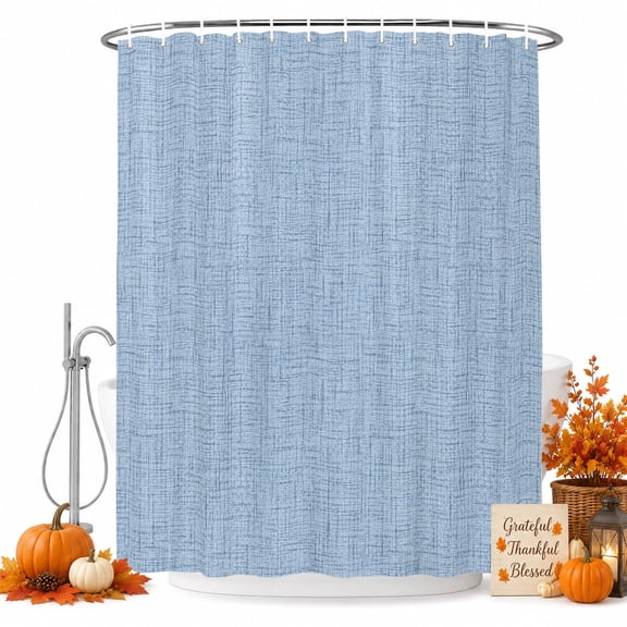 Misty Blue Shower Curtain, Waterproof Shower Curtains for Bathroom, Rustic Farmhouse Solid Color Washable Fabric Bathtub Curtain Set Bath Decor with 12 Hooks Stall 36"x72"