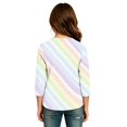 thumbnail image 4 of Abcomgle Girls Long Sleeve T Shirts Size 6-7 Henley Button Winter T Shirts for Girls Casual Basic Top for Girls Trendy Rainbow Striped Girls Tunic Tops, 4 of 5