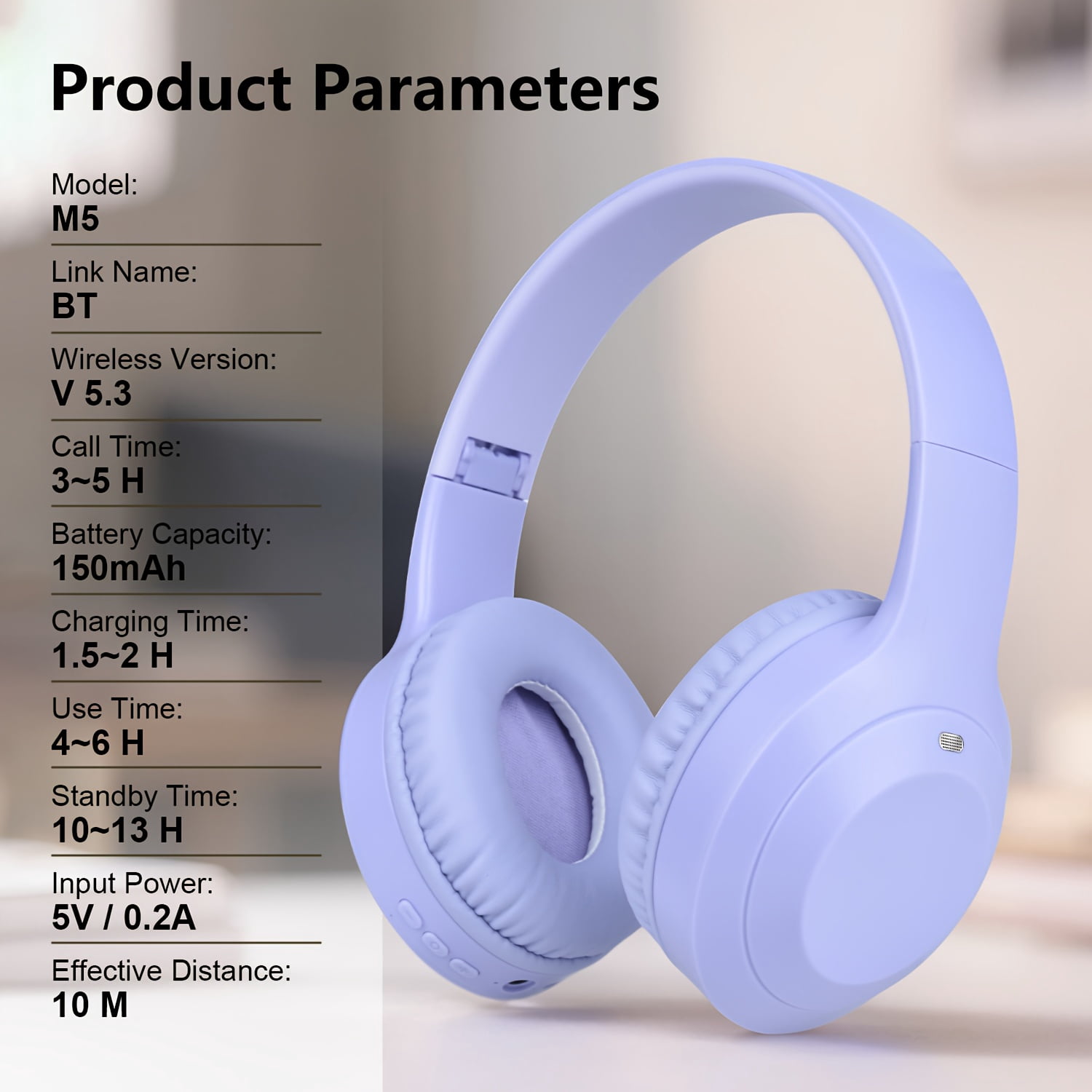 Wireless Headphones with Noise Cancellation That Can Be Worn on The Head, Offering 65 Hours of Playback. These Wireless Headphones Come with a Microphone, Are Foldable And Lightweight, And Provide