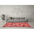 thumbnail image 3 of Ahgly Company Indoor Round Abstract Red Modern Area Rugs, 5' Round, 3 of 4