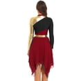 thumbnail image 2 of Moggemol Womens Long Sleeve Praise Dance Costume Chiffon Asymmetrical Church Worship Dance Dress Burgundy L, 2 of 6