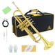 thumbnail image 1 of Juego de trompeta estándar Bb, instrumentos musicales de banda y orquesta para principiantes o estudiantes avanzados, con estuche para trompeta, kit de limpieza para trompeta, boquilla de trompeta, pa, 1 of 5