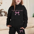 thumbnail image 2 of Zylarhe Girls Boys Sweatshirt Girls Long Sleeve Hooded Pullover Top and Pants Set Warm Solid Sweat Suit Outfit for Toddlers Black 2-3 Years, 2 of 4