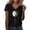 Black, variant on Women’s Sunflower Love Print V-Neck T-Shirt, Casual Short Sleeve Tee, Soft Polyester Everyday Top For Spring Summer Fall White M