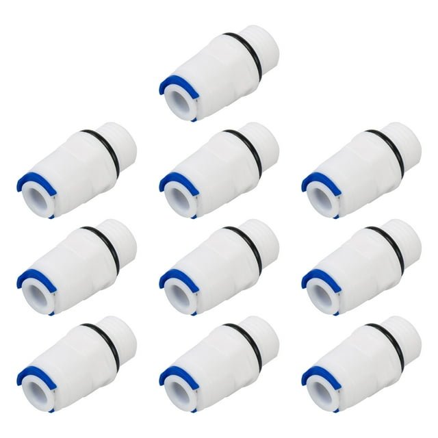 Conector de tubo de purificador de agua de conexión rápida de 1/4" macho - 1/4" OD para sistema de ósmosis inversa, 10 piezas