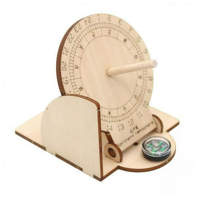 Bunblic 2xEquatorial Sundial Clock Toy Students Junior Teaching Aid Scientific Model , Wooden, 2 Pcs