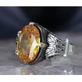 thumbnail image 5 of Zircon Ring-925k Unisex Silver Jewelry-Vintage Gemstone Ring-Gift for Him and Her-925k Turkish Handmade Sterling Silver Yellow Zircon Ring, 5 of 5