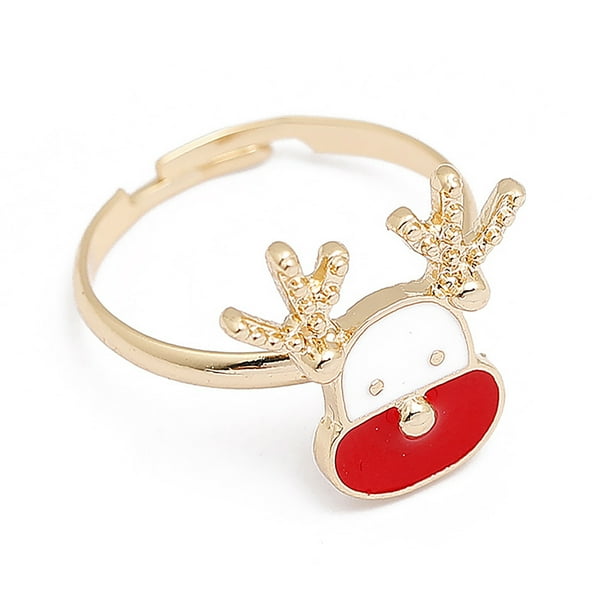 Anillo abierto de aceite de gota de aleación de árbol de Navidad de alce de muñeco de nieve de dibujos animados de Navidad Wmkox8yii fajkfhkj3058