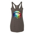 thumbnail image 2 of Wild Bobby, Colorful Neon Rainbow Biting Lips, Pop Culture, Women Tri-Blend Racerback Tank Top, Brown, X-Large, 2 of 3
