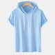 thumbnail image 2 of Camiseta con capucha ajustable de manga corta para hombre: color liso, mezcla de algodón, informal, para fiestas y actividades al aire libre, 2 of 4