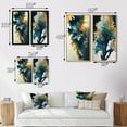 thumbnail image 4 of Designart "Blue and Gold Abstract Foliage II" Leaves Framed Wall Art Set Of 2 - Blue Floral Framed Canvas Set For Living Room Decor, 4 of 7