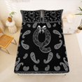thumbnail image 5 of jejeloiu Cool Paisley King Sheets For Men Women,Bold Initial Q Bedding,Black Silver,4pcs,1 Flat Sheet, 1 Fitted Sheet and 2 Pillowcases, 5 of 6