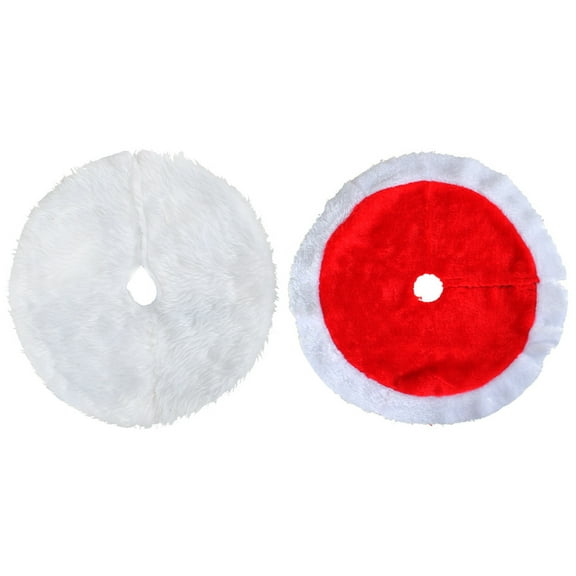 OUNONA Small Tree Skirt For Tabletop Christmas Tree Red and White 2Pcs 15In