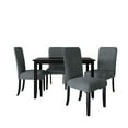 thumbnail image 3 of Home Design Guymon 5-Piece Dining Set with 1 Rectangular Table and 4 Slat-Back Cushioned Chairs, Black/Gray, Modern Style, Space-Saving, 3 of 5