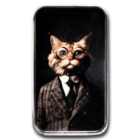 1 oz Silver Bar - Holy Land Mint Human Cats- Einstein Colorized